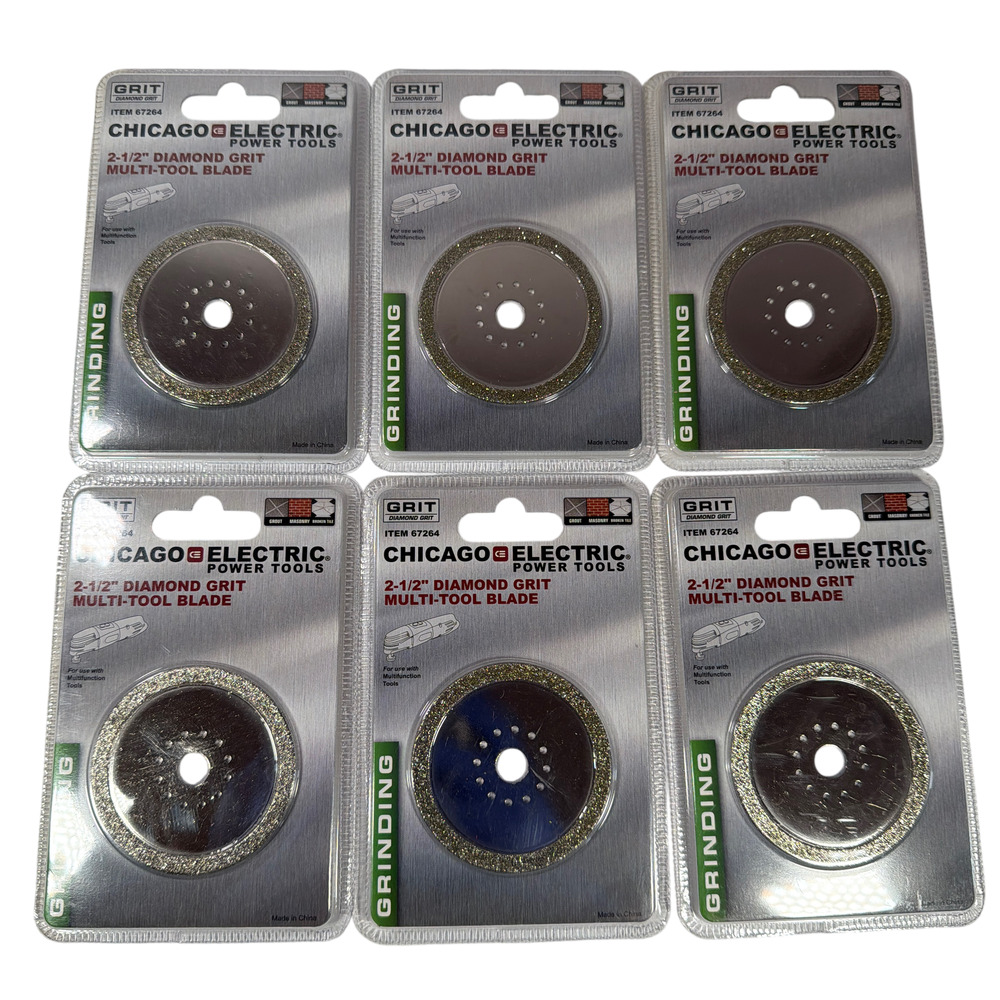 Lot of 6 Chicago Electric 67264 2-1/2 Diamond Grit Multi-Tool Blades New